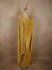 Rich Mustard Marigold Yellow Solid Design Crepe Ready To Wear Saree with Embroidered Cape