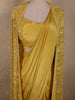 Rich Mustard Marigold Yellow Solid Design Crepe Ready To Wear Saree with Embroidered Cape