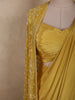 Rich Mustard Marigold Yellow Solid Design Crepe Ready To Wear Saree with Embroidered Cape