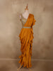 Rich Mustard Marigold Yellow Solid Design Satin Ready To Wear Saree with Designer Blouse