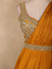 Rich Mustard Marigold Yellow Solid Design Satin Ready To Wear Saree with Designer Blouse