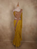 Rich Mustard Olive Yellow Solid Design Georgette Ready to Wear Draped Saree with Designer Blouse