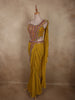 Rich Mustard Olive Yellow Solid Design Georgette Ready to Wear Draped Saree with Designer Blouse