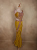 Rich Mustard Olive Yellow Solid Design Georgette Ready to Wear Draped Saree with Designer Blouse