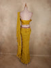 Rich Mustard Olive Yellow Solid Design Georgette Ready to Wear Draped Saree with Designer Blouse