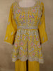 Rich Mustard Yellow Floral Embroidered Design Georgette Peplum Palazzo Suit with Choker Dupatta