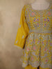 Rich Mustard Yellow Floral Embroidered Design Georgette Peplum Palazzo Suit with Choker Dupatta