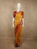 Rich Mustard Yellow Floral Zari Woven Design Pure Kanchipuram Silk Saree with Contrast Zari Paisley Border