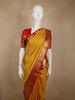 Rich Mustard Yellow Floral Zari Woven Design Pure Kanchipuram Silk Saree with Contrast Zari Paisley Border