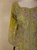 Rich Olive Green Floral Sequins and Beads Embroidered Design Georgette Palazzo Set with Dupatta