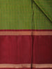Rich Olive Green Mini Checked Woven Design Kanchipuram Silk Saree with Solid Border