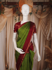 Rich Olive Green Mini Checked Woven Design Kanchipuram Silk Saree with Solid Border