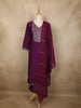 Rich Plum Purple Floral Sequins Embroidered Design Cotton Salwar Suit