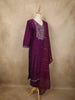 Rich Plum Purple Floral Sequins Embroidered Design Cotton Salwar Suit