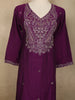 Rich Plum Purple Floral Sequins Embroidered Design Cotton Salwar Suit