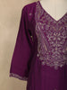 Rich Plum Purple Floral Sequins Embroidered Design Cotton Salwar Suit