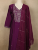 Rich Plum Purple Floral Sequins Embroidered Design Cotton Salwar Suit