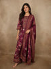 Rich Plum Wine Floral Printed Design Crepe Sharara Salwar Suit with Dupatta