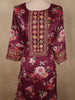 Rich Plum Wine Floral Printed Design Crepe Sharara Salwar Suit with Dupatta