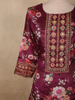 Rich Plum Wine Floral Printed Design Crepe Sharara Salwar Suit with Dupatta