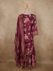 Rich Plum Wine Floral Printed Design Crepe Sharara Salwar Suit with Dupatta