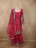 Rich Rani Pink Peacock Zari Embroidered Design Georgette Palazzo Suit with Dupatta