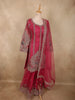 Rich Rani Pink Peacock Zari Embroidered Design Georgette Palazzo Suit with Dupatta