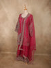 Rich Rani Pink Peacock Zari Embroidered Design Georgette Palazzo Suit with Dupatta