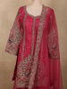 Rich Rani Pink Peacock Zari Embroidered Design Georgette Palazzo Suit with Dupatta