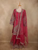 Rich Rani Pink Peacock Zari Embroidered Design Georgette Palazzo Suit with Dupatta