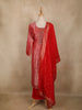 Rich Red Floral Woven Design Banarasi silk Salwar Suit