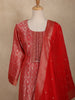 Rich Red Floral Woven Design Banarasi silk Salwar Suit