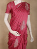 Rich Rosewood Pink Striped Zari Woven Design Semi Banarasi Saree with Animal Motif Border