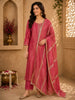Rich Rosewood Pink Zari Woven Design Tissue Silk Salwar Suit