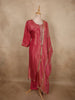Rich Rosewood Pink Zari Woven Design Tissue Silk Salwar Suit