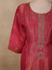 Rich Rosewood Pink Zari Woven Design Tissue Silk Salwar Suit
