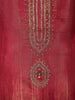 Rich Rosewood Pink Zari Woven Design Tissue Silk Salwar Suit