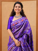 Rich Royal Blue Floral and Paisley Zari Woven Design Pure Kanchipuram Silk Saree with Multicolor Geometric Patola Inspired Woven Border