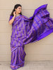 Rich Royal Blue Floral and Paisley Zari Woven Design Pure Kanchipuram Silk Saree with Multicolor Geometric Patola Inspired Woven Border