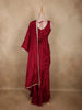 Rich Ruby Wine Red Floral Sequins and Beads Embroidered Design Satin Palazzo Suit with Dupatta