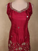 Rich Ruby Wine Red Floral Sequins and Beads Embroidered Design Satin Palazzo Suit with Dupatta