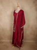 Rich Ruby Wine Red Floral Sequins and Beads Embroidered Design Satin Palazzo Suit with Dupatta