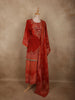 Rich Rusty Maroon Red Floral Printed Design Cotton Palazzo Suit