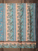 Rich Teal Blue Floral Printed Design Semi Tussar Saree