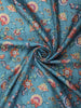 Rich Teal Blue Floral Printed Design Semi Tussar Saree
