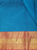 Rich Teal Blue Paisley Solid Woven Design Pure Kanchipuram Silk Saree with Contrast Border