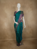 Rich Teal Green Floral Woven Design Kanchipuram Silk Saree with Contrast Border
