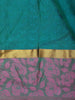 Rich Teal Green Floral Woven Design Kanchipuram Silk Saree with Contrast Border
