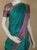 Rich Teal Green Floral Woven Design Kanchipuram Silk Saree with Contrast Border