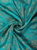 Rich Turquoise Teal Blue Floral  Zari Woven Design Pure Banarasi Designer Saree with Contrast Border